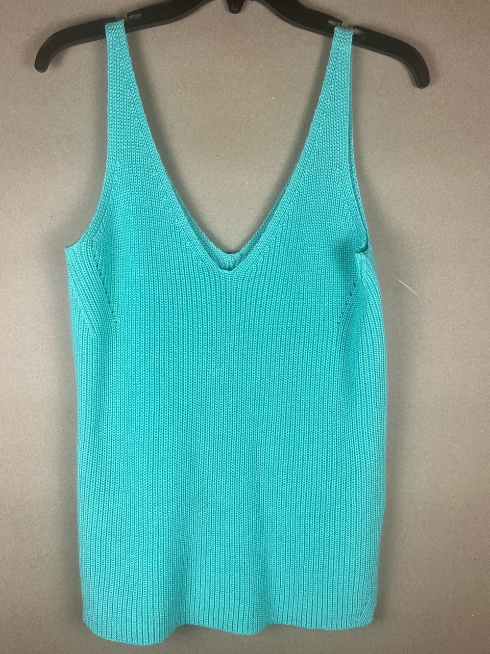 Self Contrast Nanette NWOT Knit Tank Top Aqua Teal V-Neck Sleeveless S USA